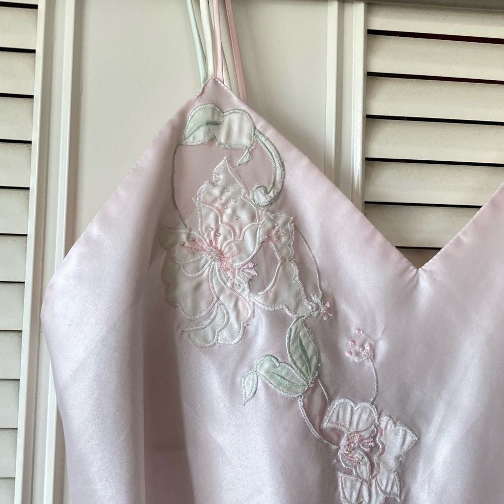 Vintage silky embroidered nightgown slip dress